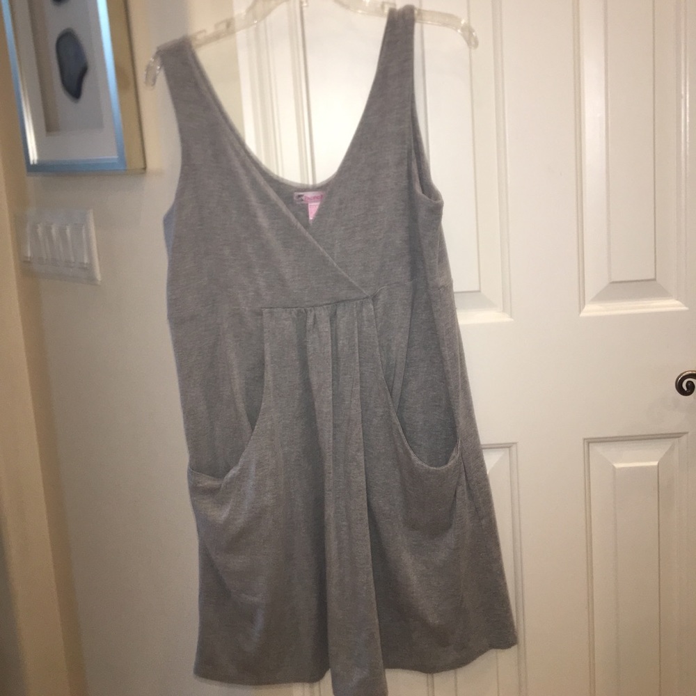 Cute Gray Sundress, Cover-up Comfy Dress Sz L